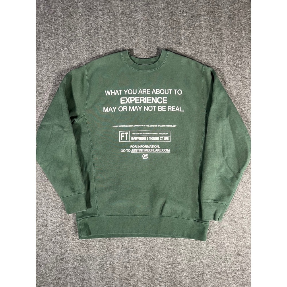 Justin Timberlake Forget Tomorrow World Tour Sweatshirt Green Large FT Graphic